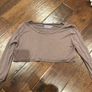 Edikted Mocha Long Sleeve Crop Top
